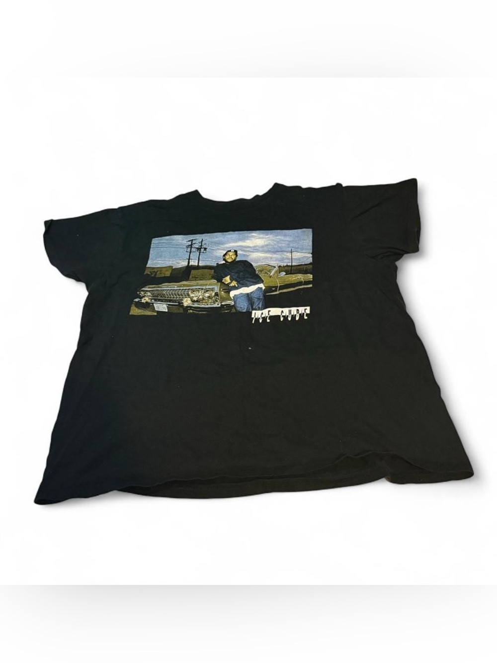 Ice Cube short sleeve Black Graphic Tee with Vintage Car and Figure